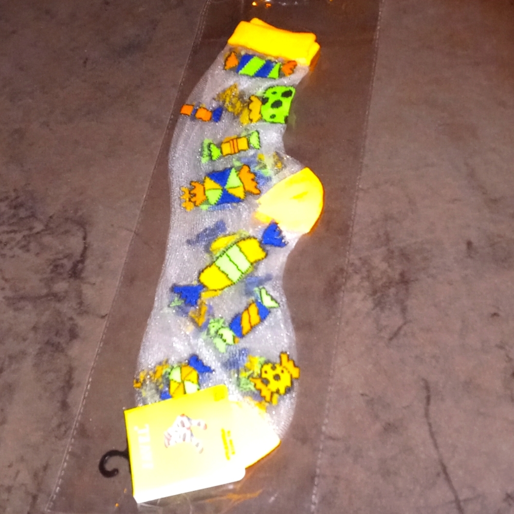 🆕🍬Yellow/green/purple/orange🍬 🌄 YELLOW & CLEAR nylon fashion socks